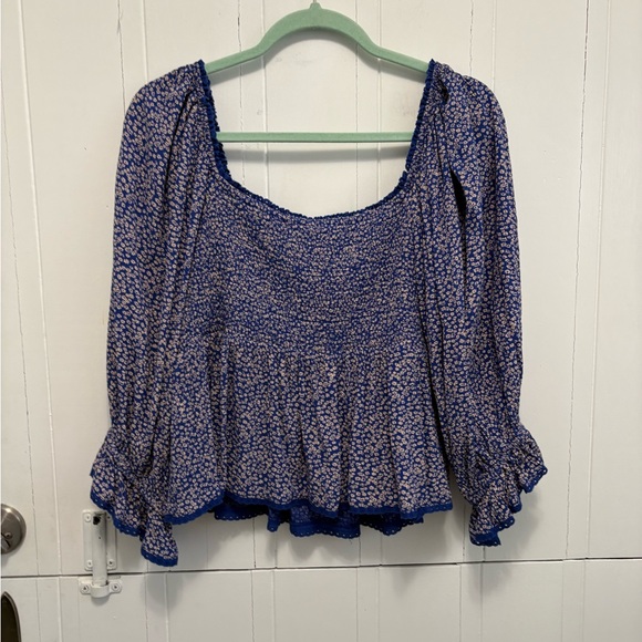 Free People Blue Floral Women's Top - Picture 3 of 3